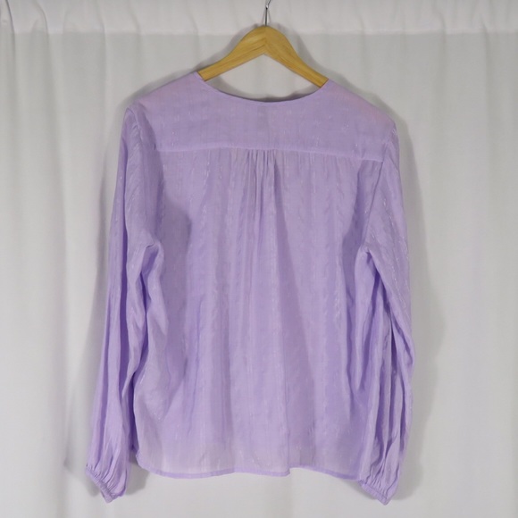 Jensen Purple Silver Metallic Stripe Blouse Medium - Picture 7 of 7